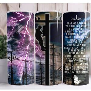 Linemans Prayer Pole Climber Electrician 20oz Skinny Tumbler Insulated Drinkware